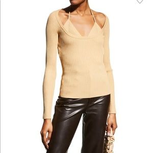 Brand New $395 Jayline Compact Rib Scoop-Neck Pullover in Honey Size XS